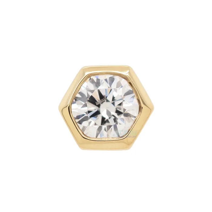 Body Vision BVLA Necklaces Honeycomb Nostril Screw in Gold with White CZ
