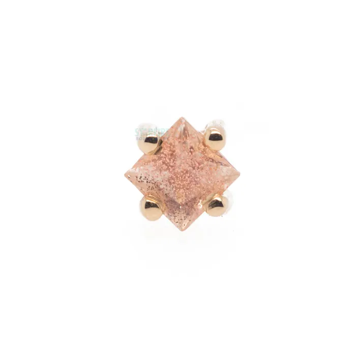 Body Vision BVLA ProngSet PrincessCut Oregon Sunstone on Axis Nostril Screw in Gold Earrings
