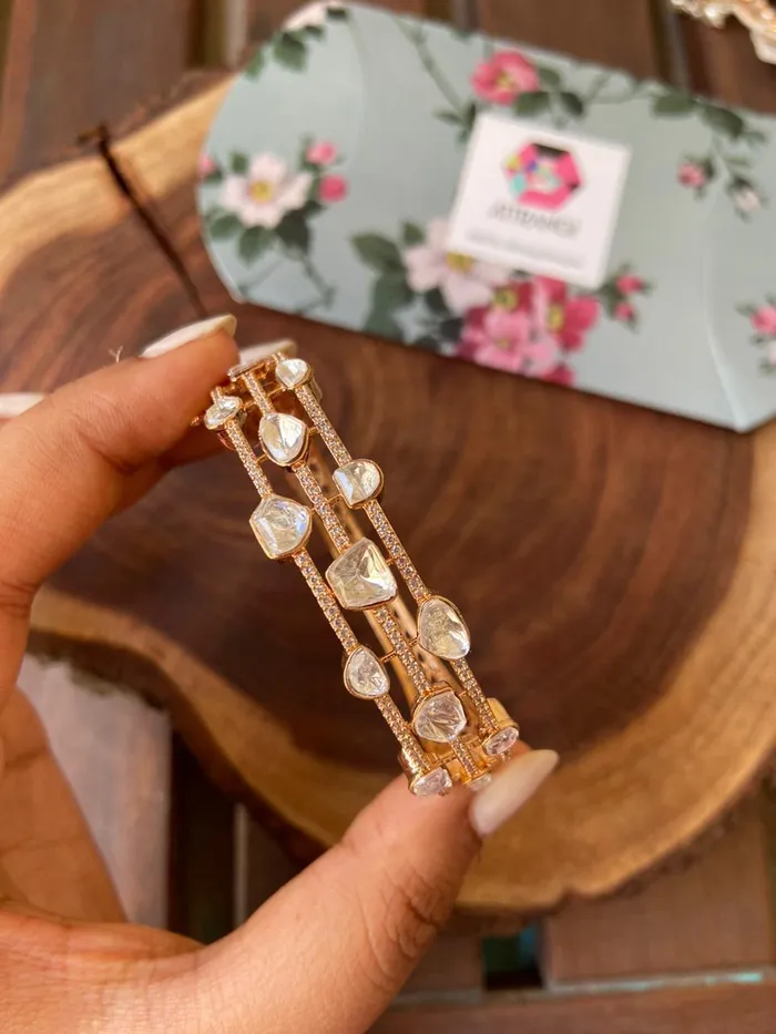 Bracelets Nirmal IndoWestern Moissanite Bracelet Rose Gold Polish Attrangi Bracelets Nirmal IndoWestern Moissanite Bracelet Rose Gold Polish Attrangi