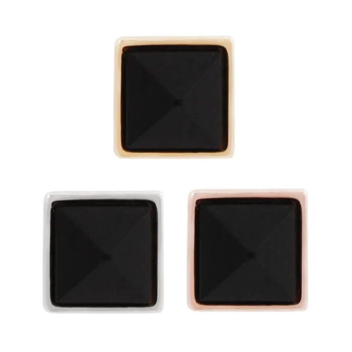 Buddha Jewelry Organics Earrings threadless Pyramid Bezel Reverse Set End in Gold with Black Agate