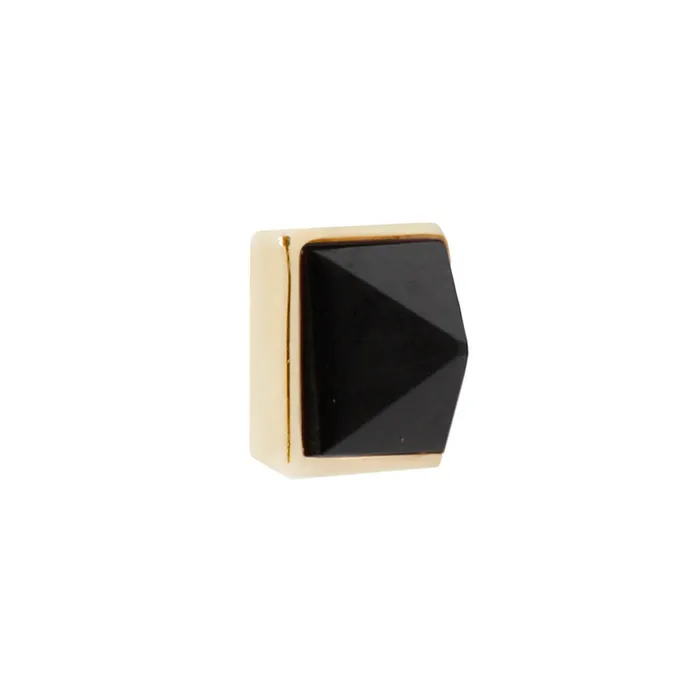 Buddha Jewelry Organics Earrings threadless Pyramid Bezel Reverse Set End in Gold with Black Agate