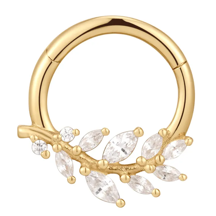 Buddha Jewelry Organics Rings Wild Soul Hinge Ring Clicker in Gold with CZs Buddha Jewelry Organics Rings Wild Soul Hinge Ring Clicker in Gold with CZs