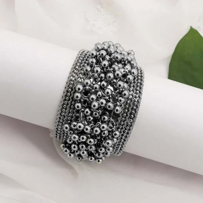 Chakrika Silver Gungroo Oxidized Bangle Teejh Bracelets Chakrika Silver Gungroo Oxidized Bangle Teejh Bracelets