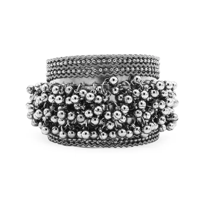 Chakrika Silver Gungroo Oxidized Bangle Teejh Bracelets Chakrika Silver Gungroo Oxidized Bangle Teejh Bracelets