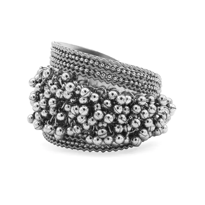 Chakrika Silver Gungroo Oxidized Bangle Teejh Bracelets Chakrika Silver Gungroo Oxidized Bangle Teejh Bracelets