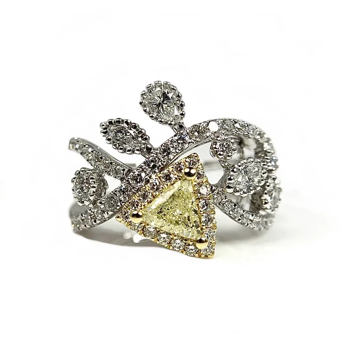 Cherie Dori Rings Yellow White Diamond Fancy Shaped Ring