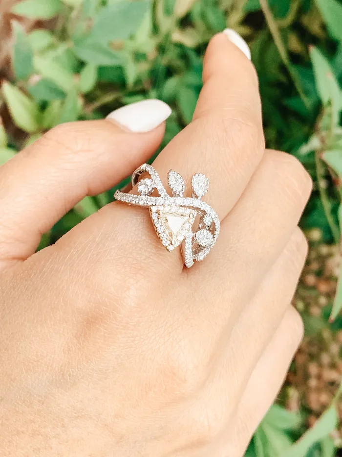 Cherie Dori Rings Yellow White Diamond Fancy Shaped Ring Cherie Dori Rings Yellow White Diamond Fancy Shaped Ring