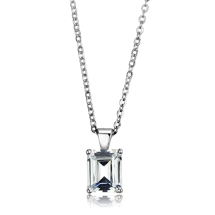 CJ896 Wholesale Womens Sterling Silver Clear Square Chain Necklace Green Necklaces CJ896 Wholesale Womens Sterling Silver Clear Square Chain Necklace Green Necklaces