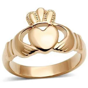 CJG1478 Wholesale IP Rose Gold Stainless Steel Claddagh Ring Green Rings