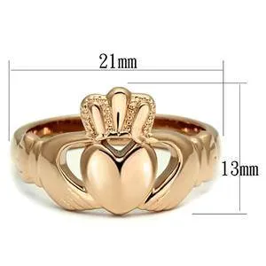 CJG1478 Wholesale IP Rose Gold Stainless Steel Claddagh Ring Green Rings