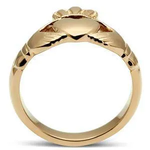 CJG1478 Wholesale IP Rose Gold Stainless Steel Claddagh Ring Green Rings