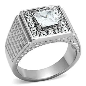 CJG2588 Stainless Steel AAA Grade CZ Ring Green Rings