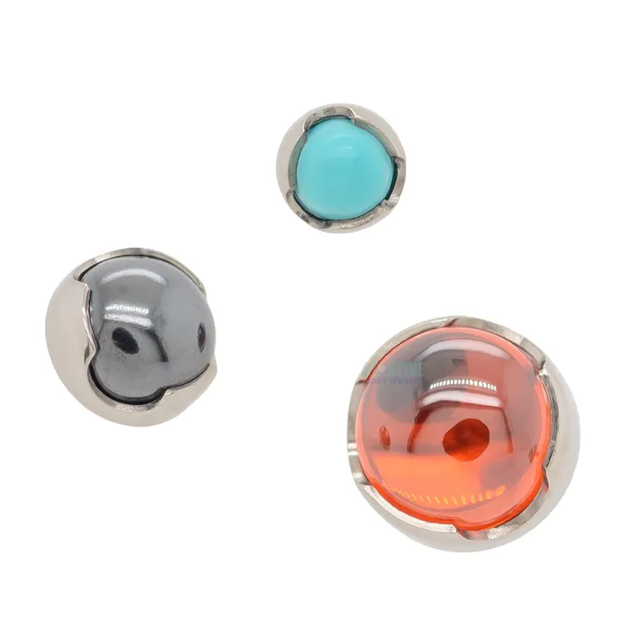Earrings Anatometal 3mm ProngSet Natural Stone Cabochon Threaded End