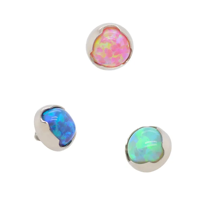 Earrings Anatometal 3mm ProngSet Opal Cabochon Threaded End
