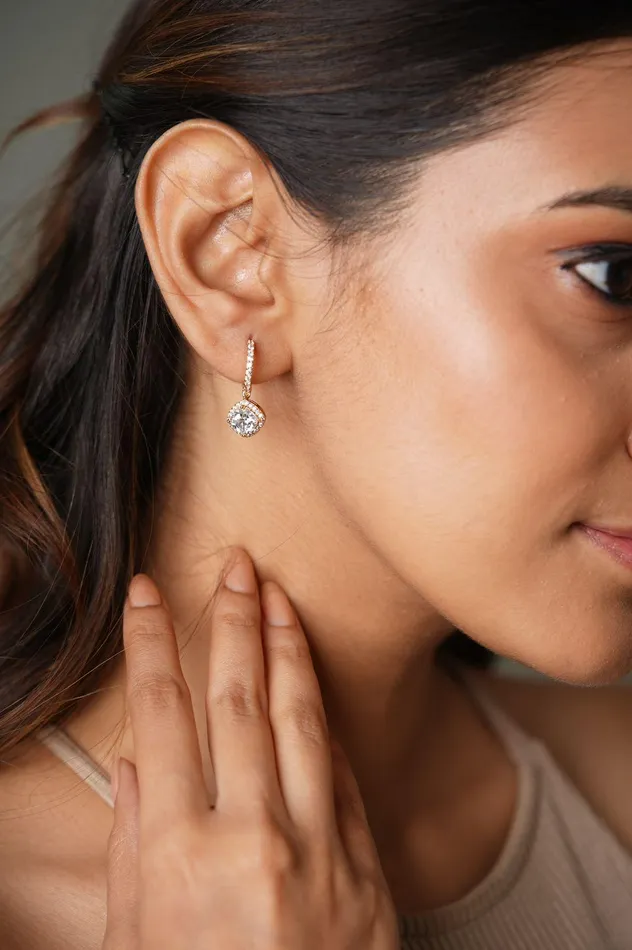 Earrings Attrangi 1 Carat Cushion Cut Bali