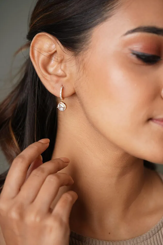 Earrings Attrangi 1 Carat Cushion Cut Bali Earrings Attrangi 1 Carat Cushion Cut Bali