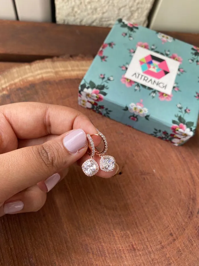 Earrings Attrangi 1 Carat Cushion Cut Bali Earrings Attrangi 1 Carat Cushion Cut Bali