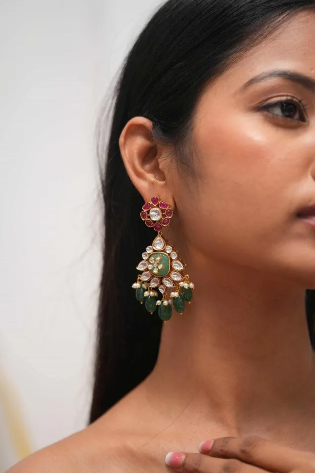Earrings Attrangi Kanupriya Polki Indian Long Earrings