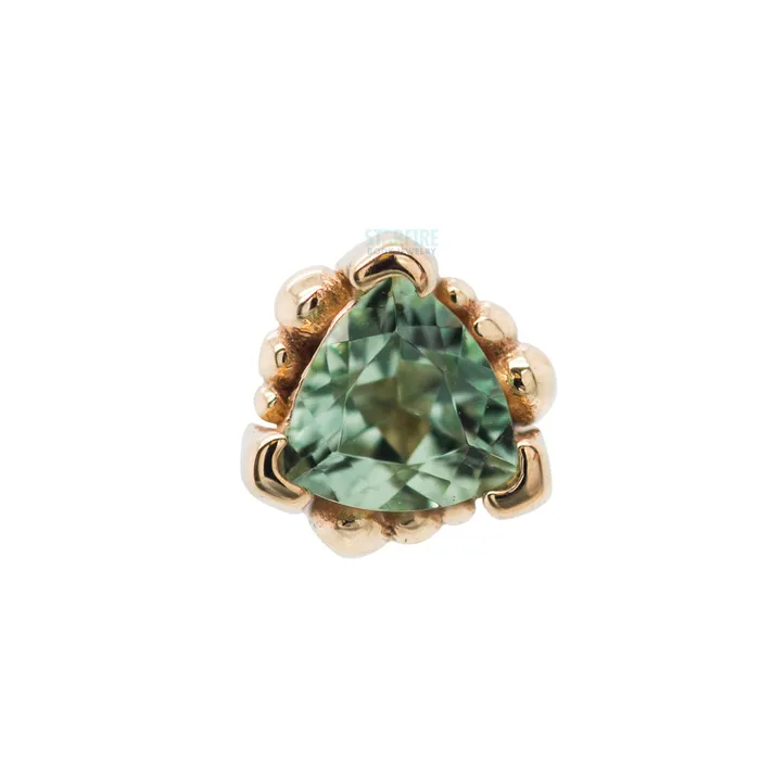 Earrings Body Vision BVLA Beaded Trillion Nostril Screw in Gold with Seafoam Tourmaline
