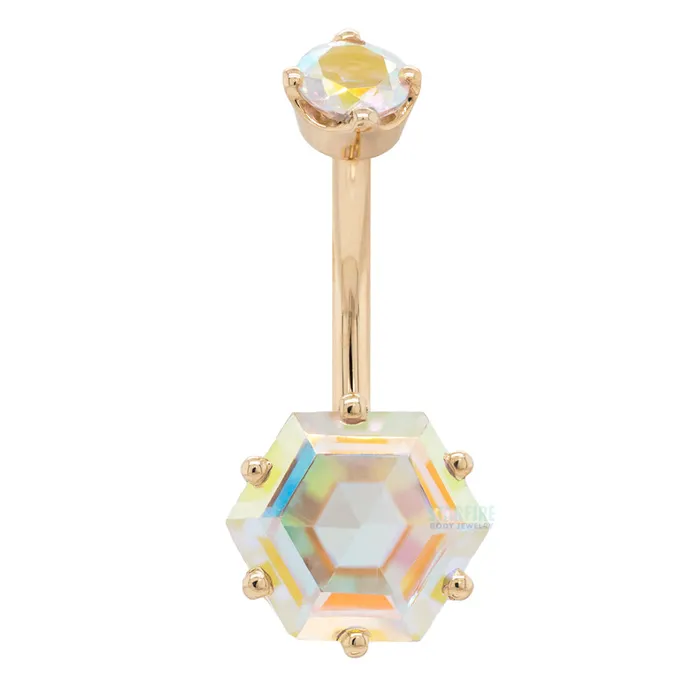 Earrings Body Vision BVLA Hexagon ProngSet Navel Curve in Gold with Mercury Mist Topaz Earrings Body Vision BVLA Hexagon ProngSet Navel Curve in Gold with Mercury Mist Topaz