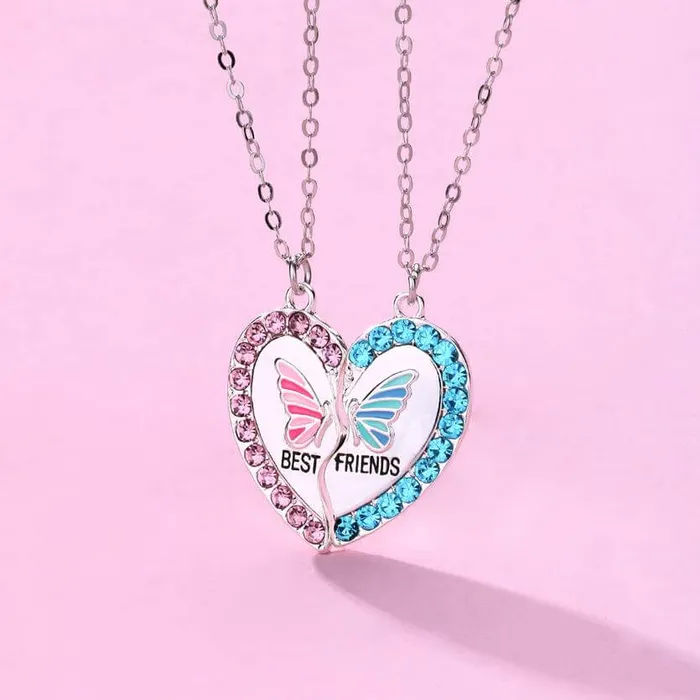 Earrings Butterfly BFF Necklaces for 2 worldnetgifts