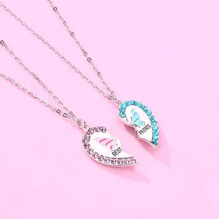 Earrings Butterfly BFF Necklaces for 2 worldnetgifts