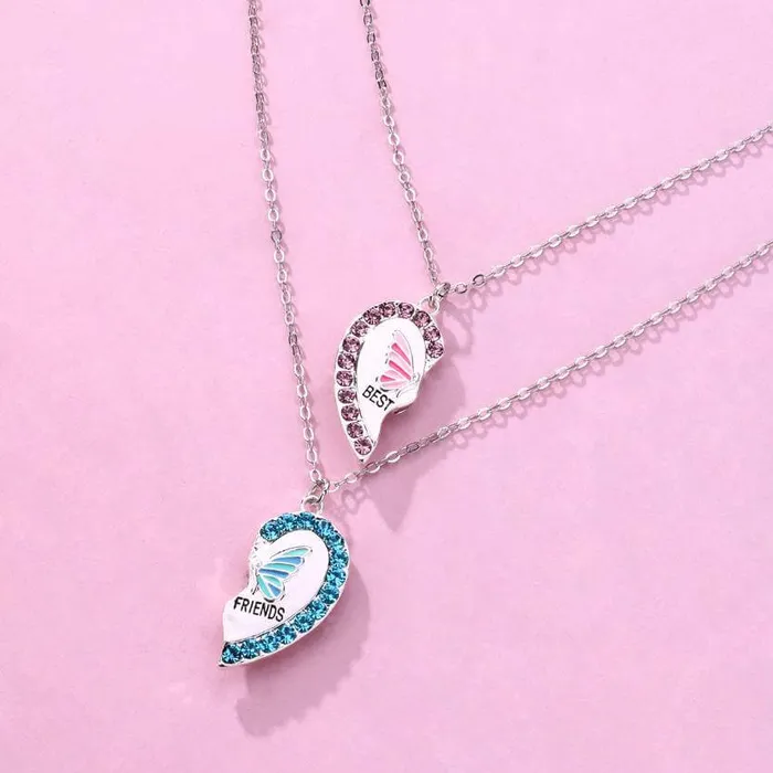 Earrings Butterfly BFF Necklaces for 2 worldnetgifts
