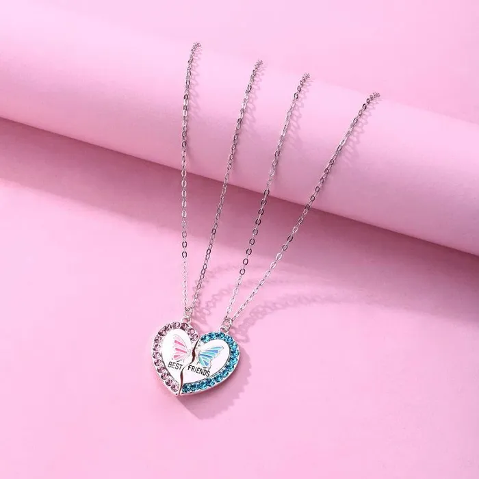 Earrings Butterfly BFF Necklaces for 2 worldnetgifts