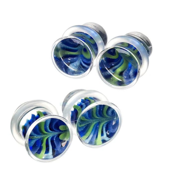Earrings Gorilla Glass Glass Feather Plugs
