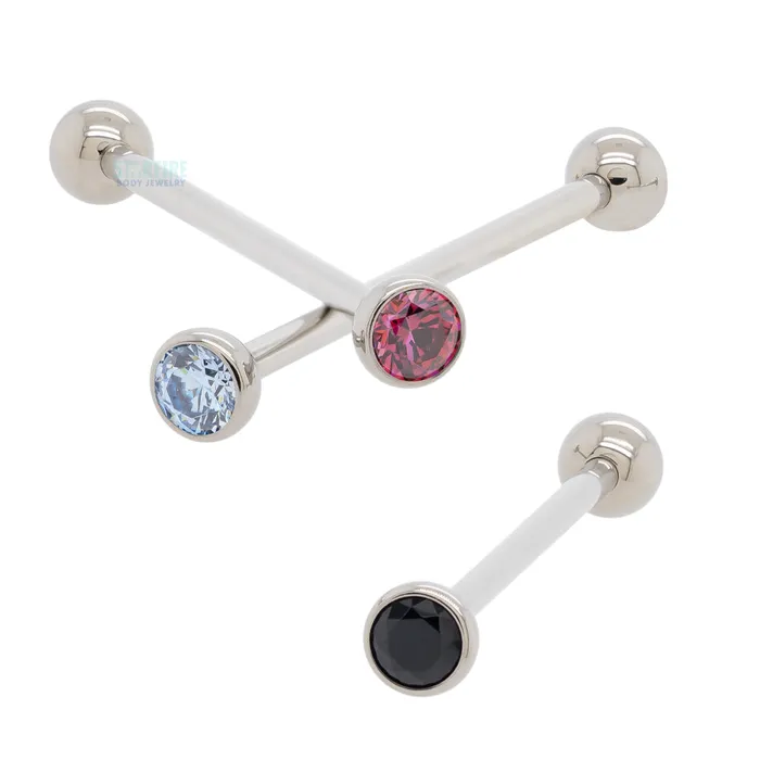 Earrings Industrial Strength IS Faceted Gem Ball in Bezel Industrial Barbell