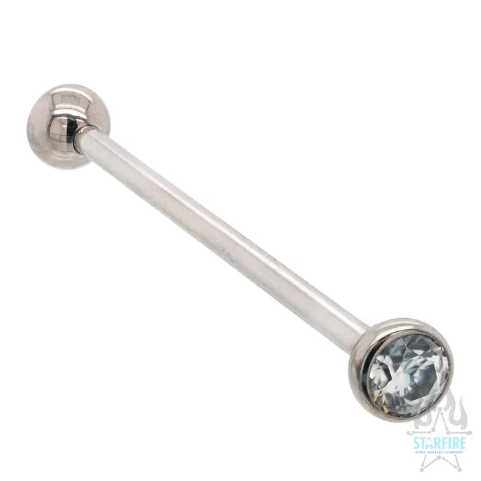 Earrings Industrial Strength IS Faceted Gem Ball in Bezel Industrial Barbell