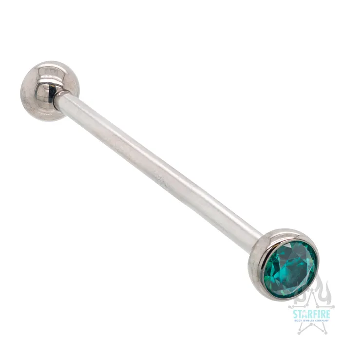 Earrings Industrial Strength IS Faceted Gem Ball in Bezel Industrial Barbell