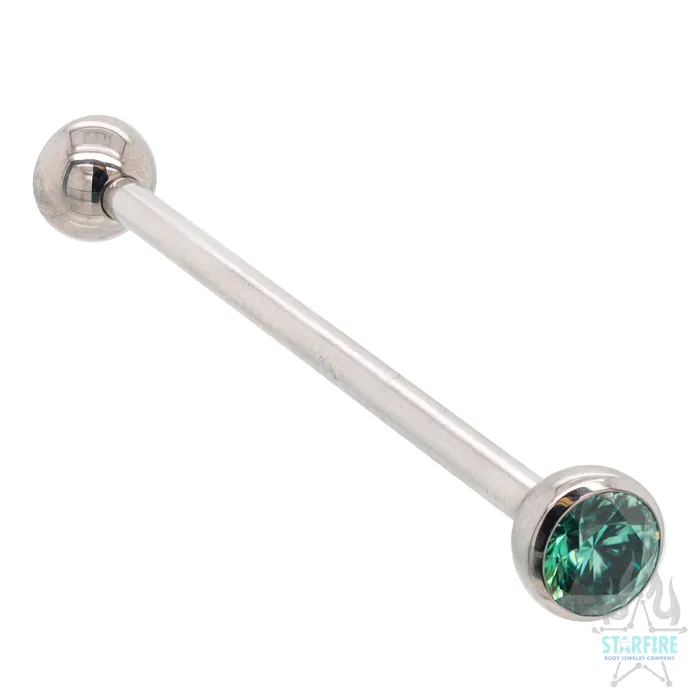 Earrings Industrial Strength IS Faceted Gem Ball in Bezel Industrial Barbell