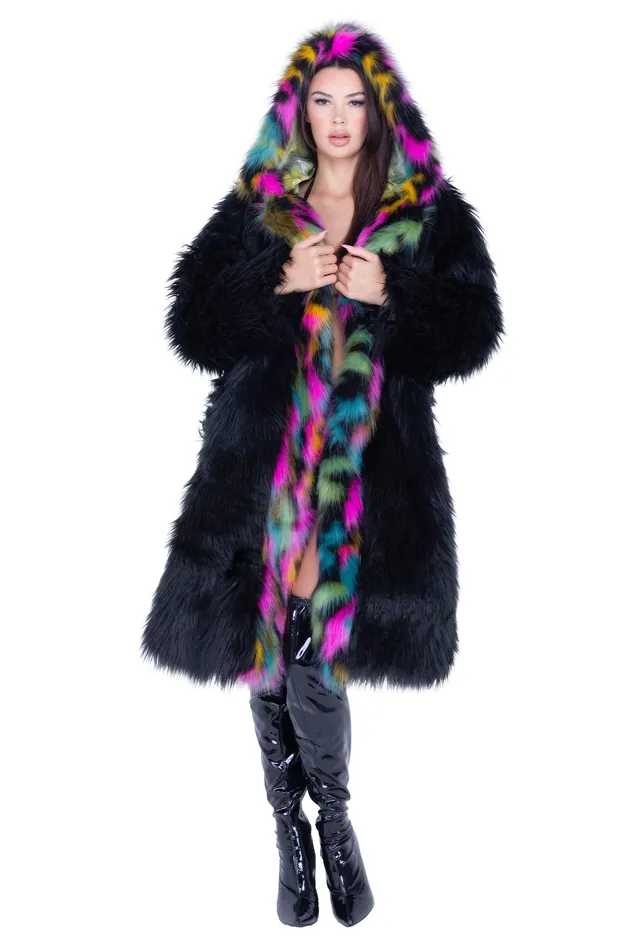 Earrings JValentine Inc FE294 MidLength Hooded Fur Coat