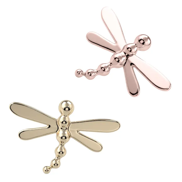 Earrings Kiwi Diamond Dragonfly Threaded End in Gold Platinum