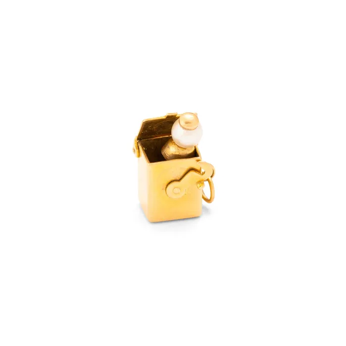 Earrings Movable JackInTheBox 14k Gold And Pearl Charm Vintage