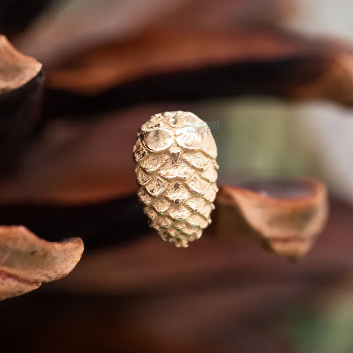 Earrings Mushroom Body Jewelry mushroom Pine Cone Threaded End in Gold