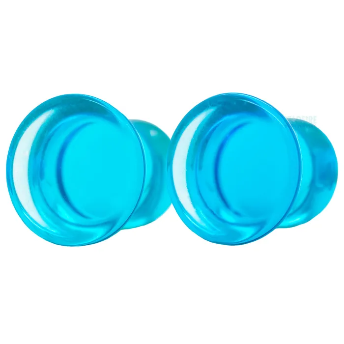 Earrings Oracle Body Jewelry Mayan Style Stone Plugs Sapphire Blue Quartz