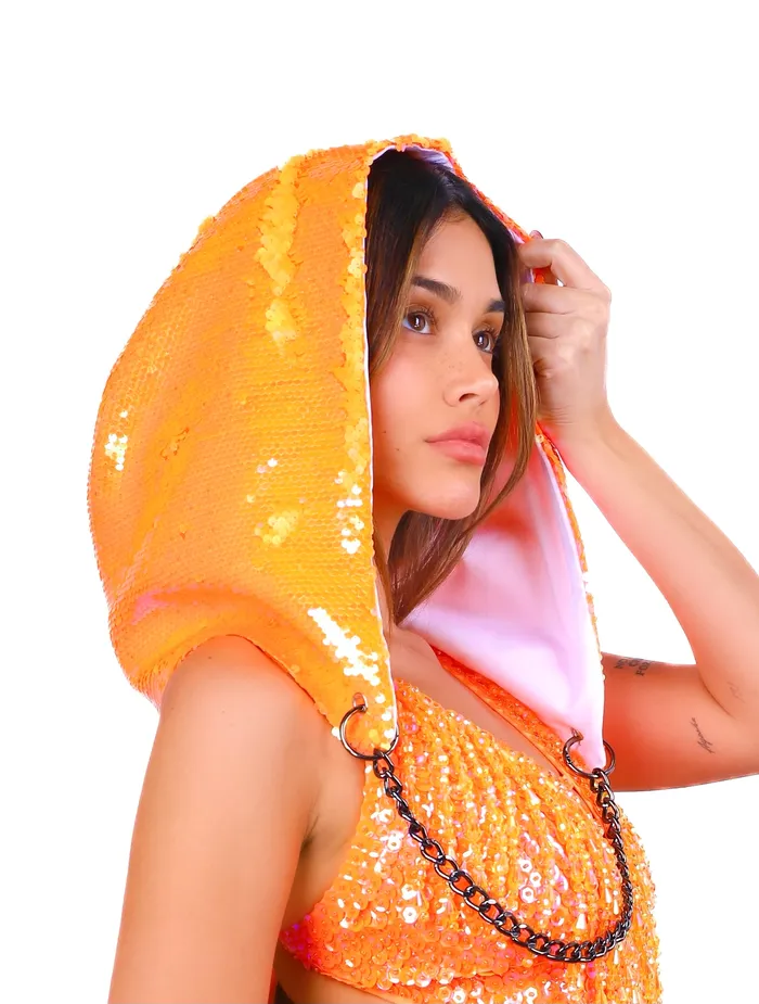 Earrings Orange Citrus Sequin Hood THE LUMI SHOP