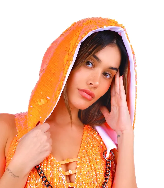 Earrings Orange Citrus Sequin Hood THE LUMI SHOP