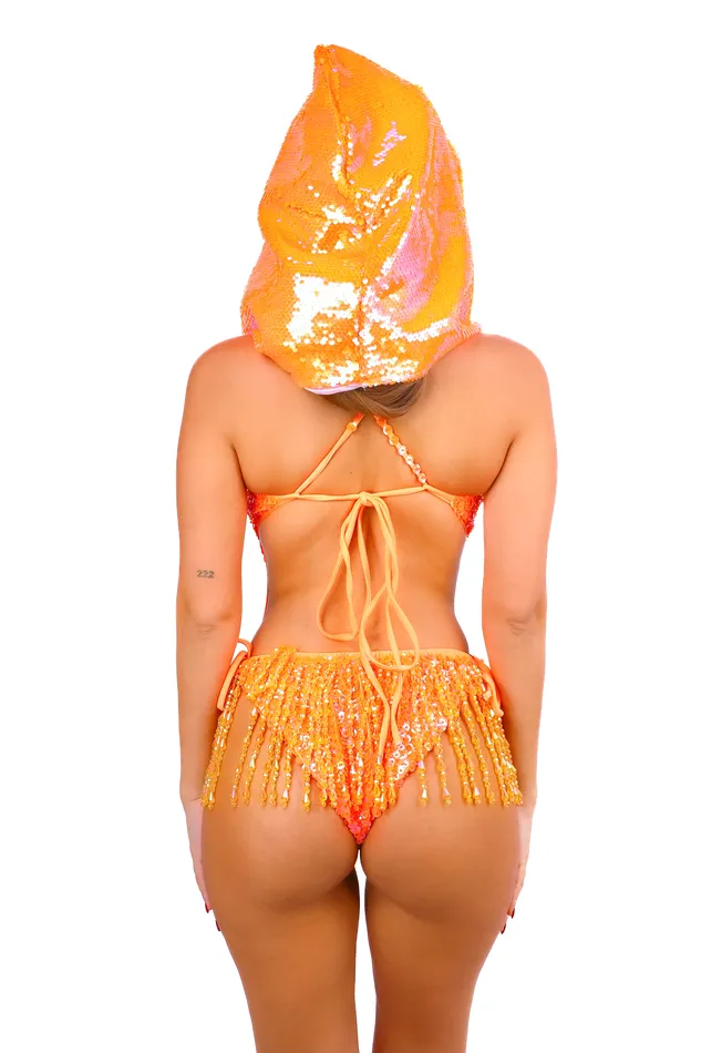 Earrings Orange Citrus Sequin Hood THE LUMI SHOP