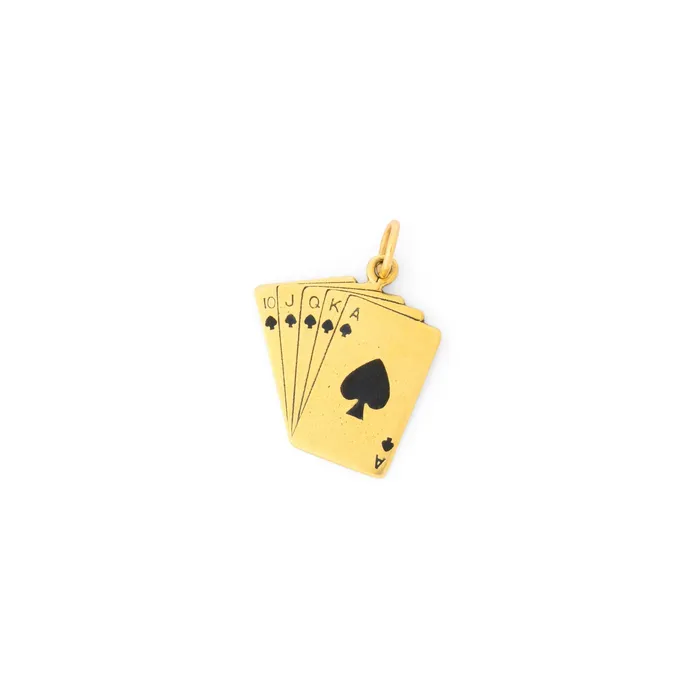 Earrings Royal Flush 14k Gold And Enamel Charm Vintage