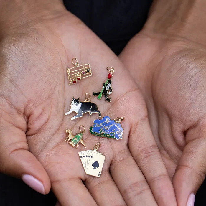Earrings Royal Flush 14k Gold And Enamel Charm Vintage