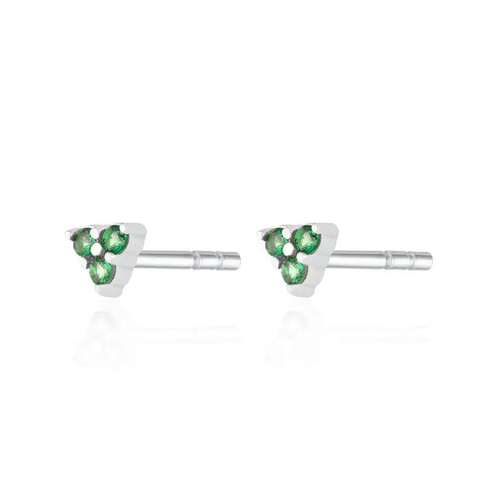 Earrings Scream Pretty Silver Green Trinity Stud Earrings