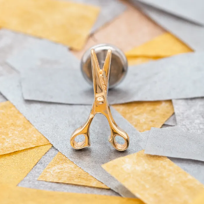 Earrings Shears scissors Threaded End in Gold Body Vision BVLA