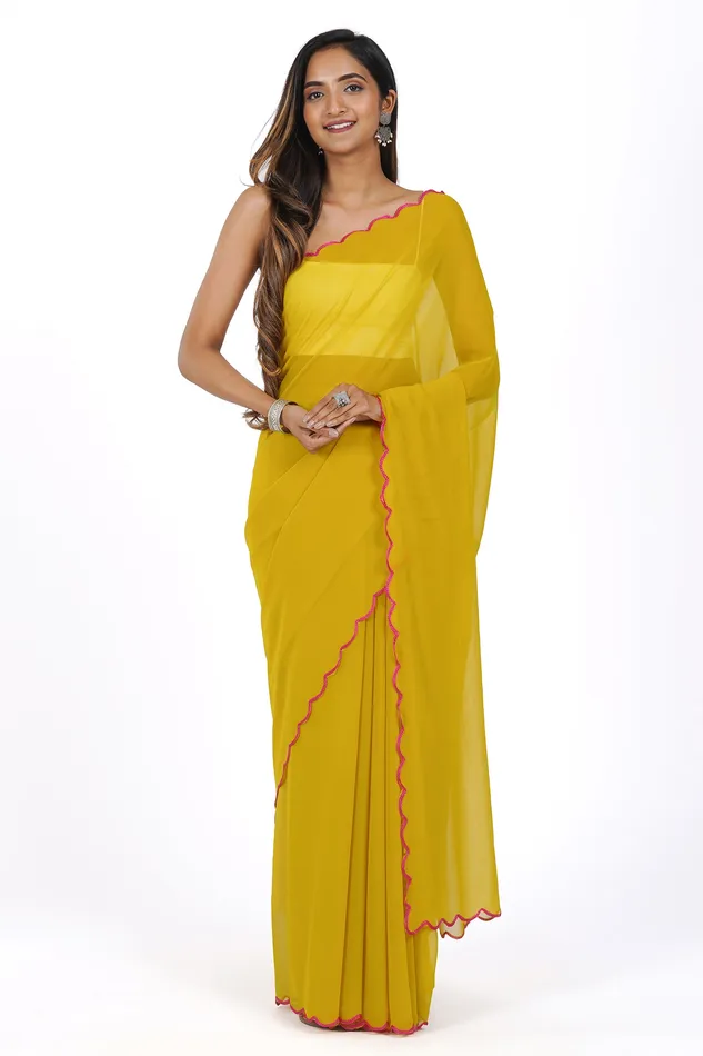 Earrings Teejh Teejh Marigold Cascade Georgette Saree