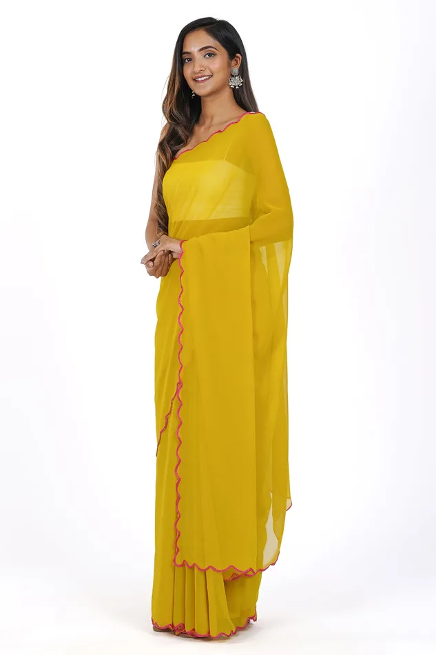 Earrings Teejh Teejh Marigold Cascade Georgette Saree