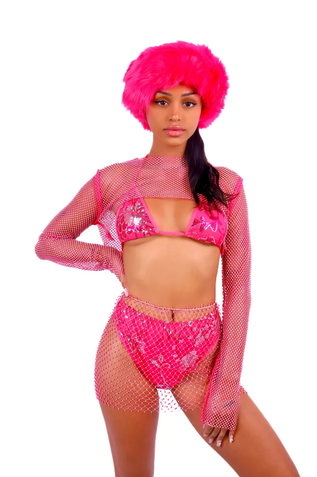 Earrings THE LUMI SHOP FULL OUTFIT Hot Pink Fuzzy Fantasy 5 pcs