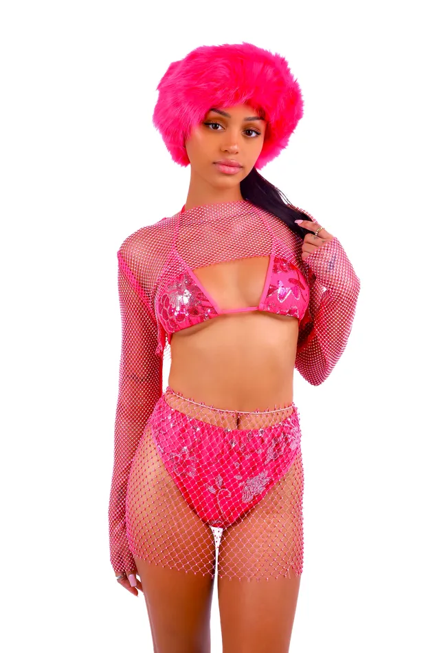 Earrings THE LUMI SHOP FULL OUTFIT Hot Pink Fuzzy Fantasy 5 pcs