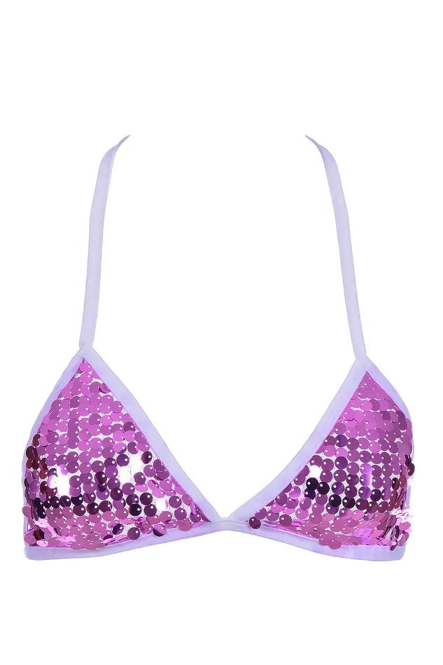 Earrings THE LUMi SHOP Magenta Sequin Triangle Top